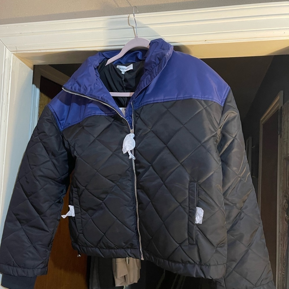 WEWOREWHAT Quilted Jacket - Black and Blue size small NWT Xmas gift